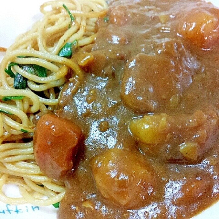 カレーかけ❤オイスターソース韮焼きそば